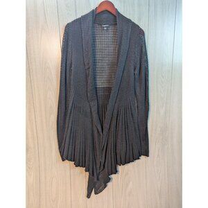Torrid 2 Long Cardigan Sweater 1X Women's Open Front Angle Black Waffle Weave